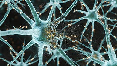 Abstract CGI Visualization of Cholinergic Neuron Loss in the Brain with Fading Synaptic Connections and Diminishing Electrical