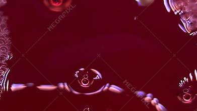 Water Drops on Red Background Macro, Abstract Liquid Texture Surface Clean Design Motion