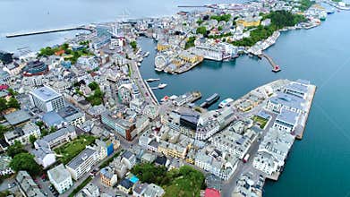 City of Alesund Norway Aerial footage