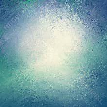 Blue and green background with white center and sponged vintage grunge background texture that looks like water or waves border