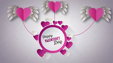 Happy Valentines Day vector with pink hearts