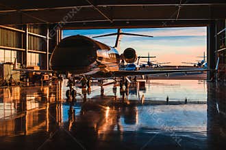 Servicing business aviation at a hangar