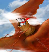 Little mouse riding bird