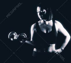 Strong fit woman biceps curling