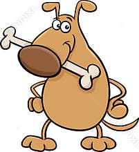 Dog with bone cartoon illustration