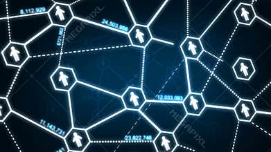 Hexagon grid and connection line with people icon for social network concept 4K UHD 3840 x 2160