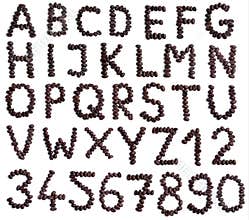 Coffee beans alphabet