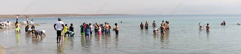 Tourists at Dead Sea, Israel