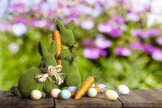 Easter Rabbits Eggs Carrots