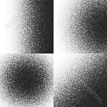 Halftone textures, patterns with black dots, gradient grain grunge vector backgrounds