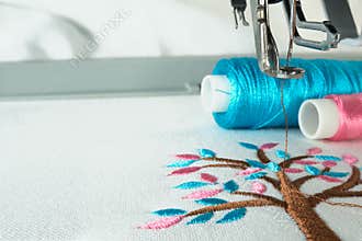 Picture of workspace in the embroidery machine