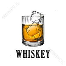 Whiskey Glass. Hand Drawn Drink Vector Illustration