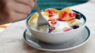 Fruit salad with curd