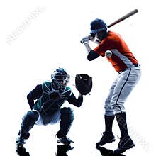 Men baseball players silhouette isolated