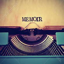 Retro typewriter and word memoir written with it