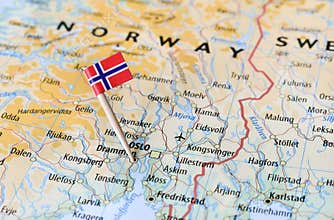 Norway flag on map