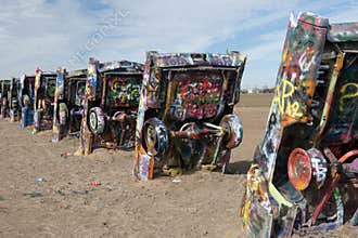 Cadillac Ranch installation in Amarillo, Texas