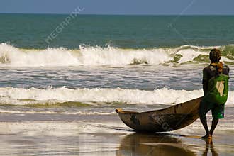 Fisherman pulling a fishing net