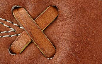 Leather baseball glove macro background