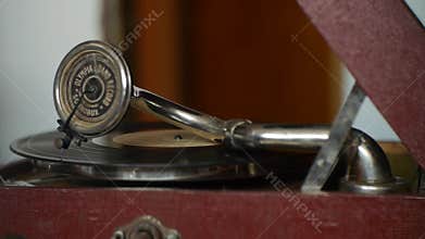 Vintage turntables - playing vinyl records