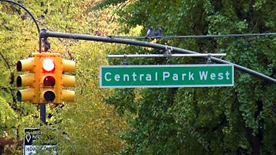 Street sign Central Park West USA cityscapes