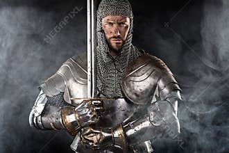 Medieval Warrior with Chain Mail Armour and Sword
