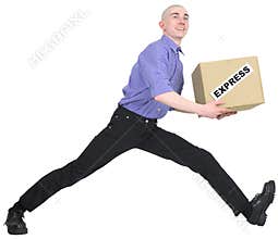 Man to hurry to deliver box
