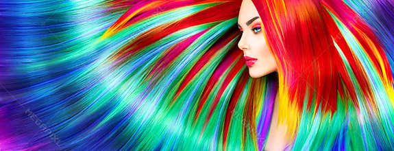 Beauty model girl with colorful dyed hair