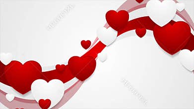 Red wavy video animation with hearts
