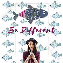 Individuality Unique Different Fish Graphic Concept