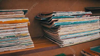 Library Shelves With Books