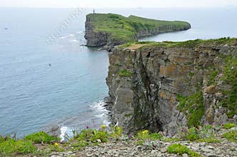 Vladivostok, rocky shores of the Russian island, Cape of Tabizin
