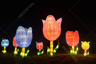 Colored LED light flower