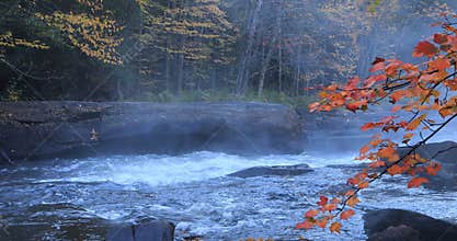 4K UltraHD Algonquin river rapids in beautiful fall colors