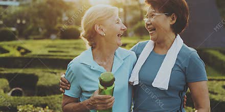Senior Women Exercise Friendship Together