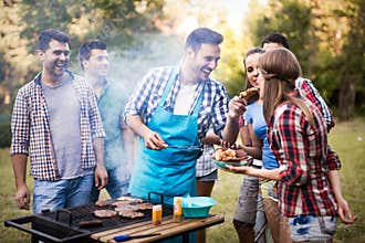 Friends enjoying bbq party