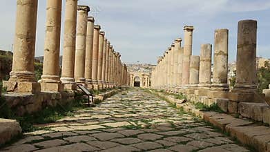 Roman ruins in the Jordanian city of Jerash Gerasa of Antiquity, capital and largest city of Jerash Governorate, Jordan
