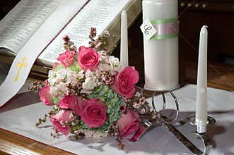 Bouquet with Unity Candle and Bible