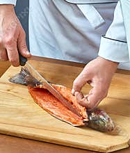 Cook cuts fish full collection of food recipes