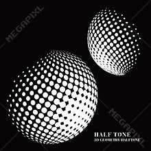 Half tone gradient 3D black geometry round dot sphere ball