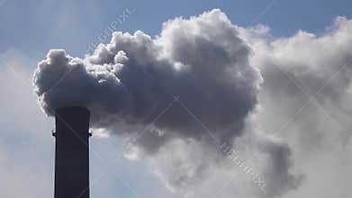 One working pipe in plant from which steam comes out