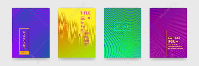 Color gradient abstract geometric pattern texture for book cover template vector set