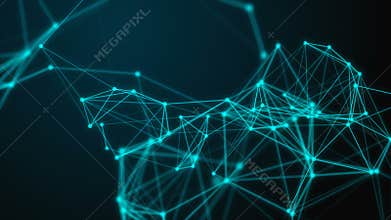 Scientific background and abstract technology. Plexus digital dynamic wallpaper. Bound lines, triangles and points. Loop