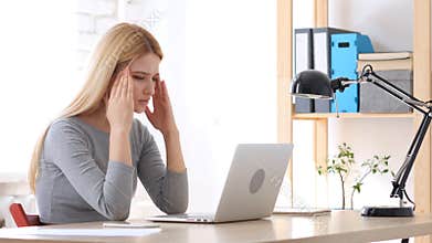 Headache, Stress of Work for Woman Working in Office