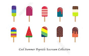 A Cool summer popsicle icecream sweet colorful dessert collection