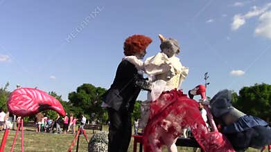 Clowns dancing