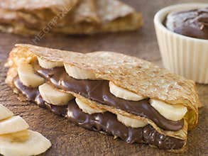 Crepes filled with Banana and Chocolate Hazelnut
