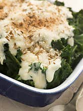 Curly Kale with Cheese Sauce Caraway Seeds