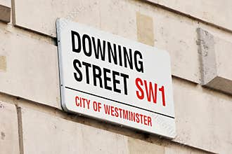 Sign on Downing Street in London