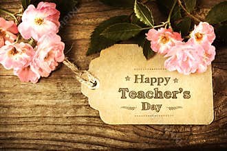 Happy Teachers Day message with pink roses